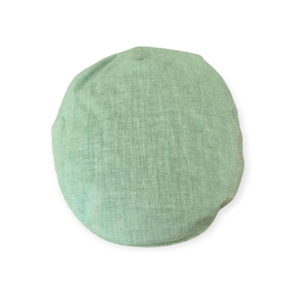 Irish Linen Cap in Soft Sage – Handmade by Hatman of Ireland - Irish Linen Caps - Image 1