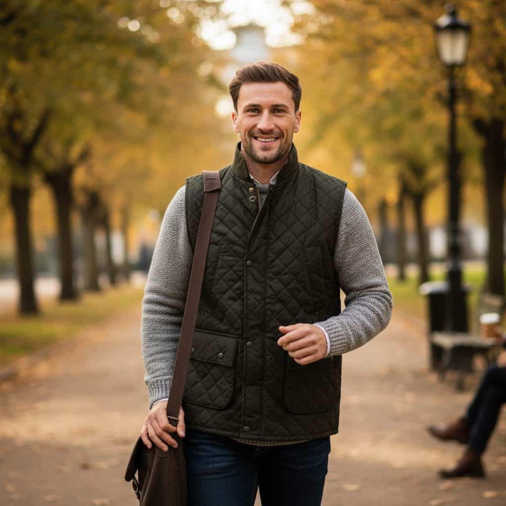 Men’s Waxed Gilet – Green Bodywarmer by Hatman of Ireland
