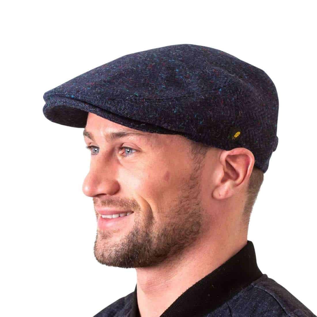 NAvy-blue-donegal-tweed-dubliner-cap-rear-strap