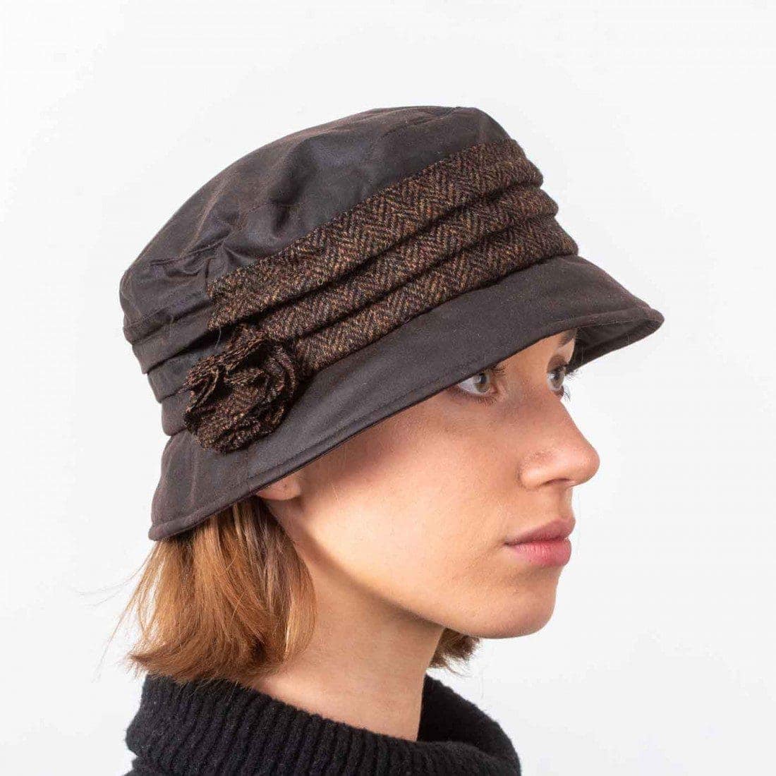 Katie Women’s Wax Hat – Brown Wax with Whiskey Brown Tweed Band