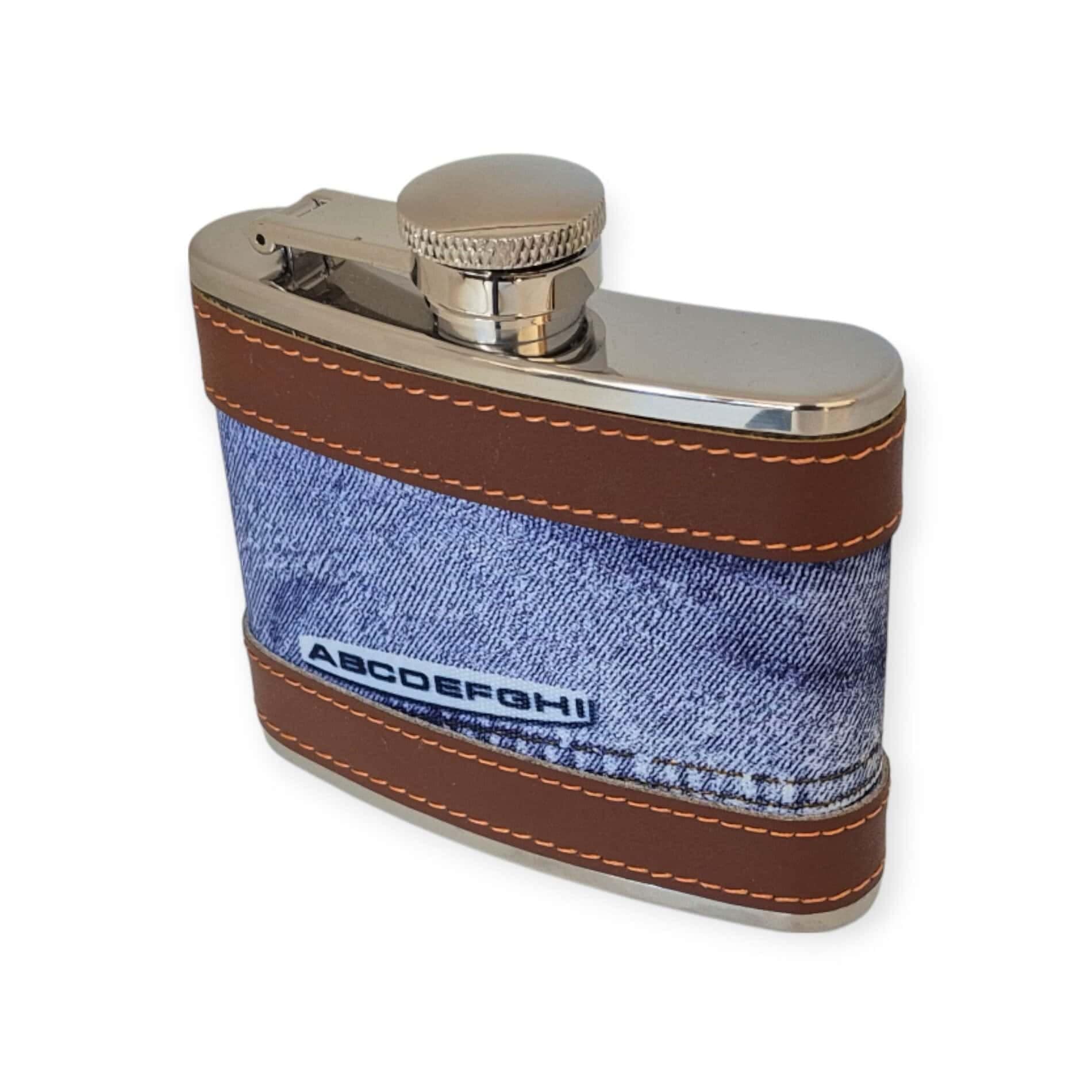 Blue Denim Hip Flask – 4oz Stainless Steel by Peterson of Dublin - Image 2