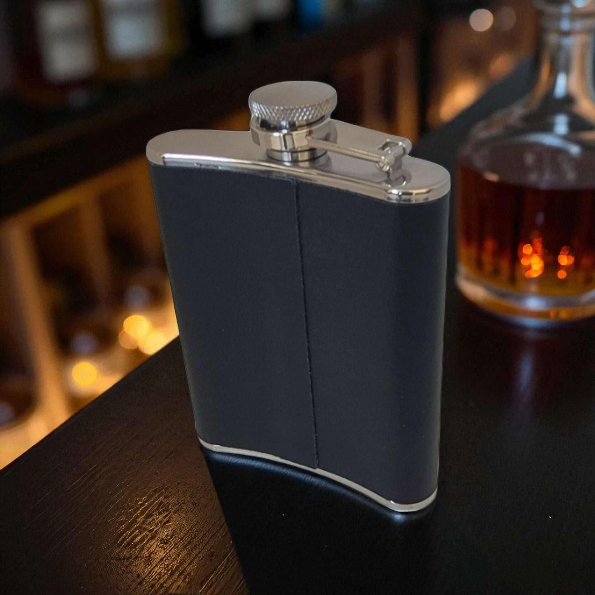 Galway Crest Hip Flask – 6oz Stainless Steel with Leather Wrap - Image 4