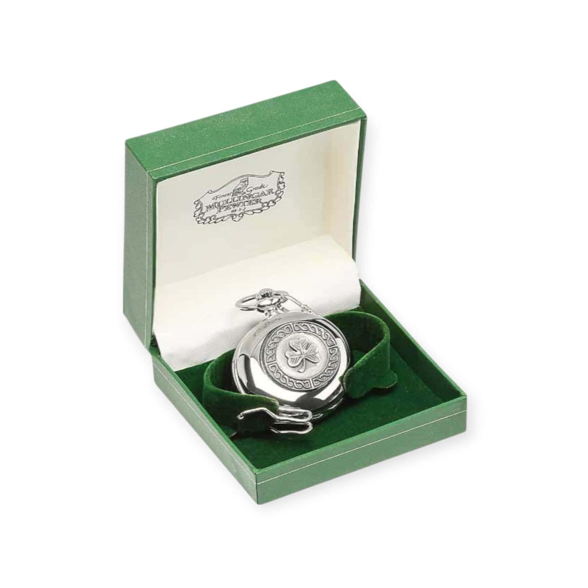 Shamrock Pocket Watch – Mullingar Pewter - Battery Powered - Image 3