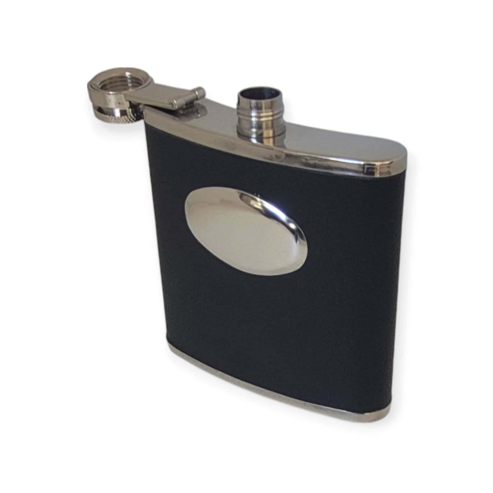 Engravable Hip Flask – 6oz Stainless Steel with Leatherette Wrap - Image 5