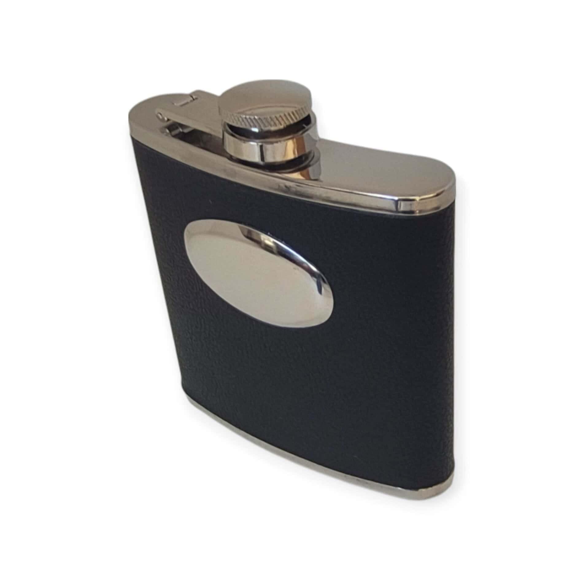 Engravable Hip Flask – 6oz Stainless Steel with Leatherette Wrap - Image 4