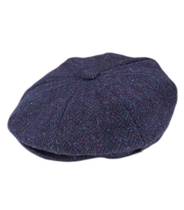 Navy Blue Herringbone Gatsby Newsboy Cap – Donegal Tweed - Image 2
