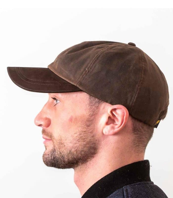Brown Waxed Cotton Baseball Cap with Leather Peak – Hatman - Image 2
