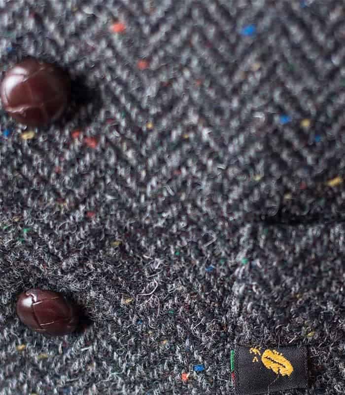 Donegal Tweed Vest Waistcoat – Charcoal Grey Herringbone - Image 2