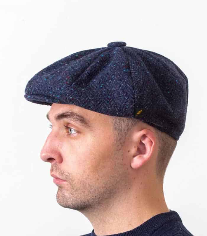 Navy Blue Herringbone Gatsby Newsboy Cap – Donegal Tweed