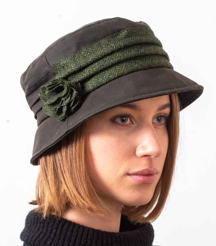 Katie Women’s Waxed Hat – Green Wax with Green Tweed Band
