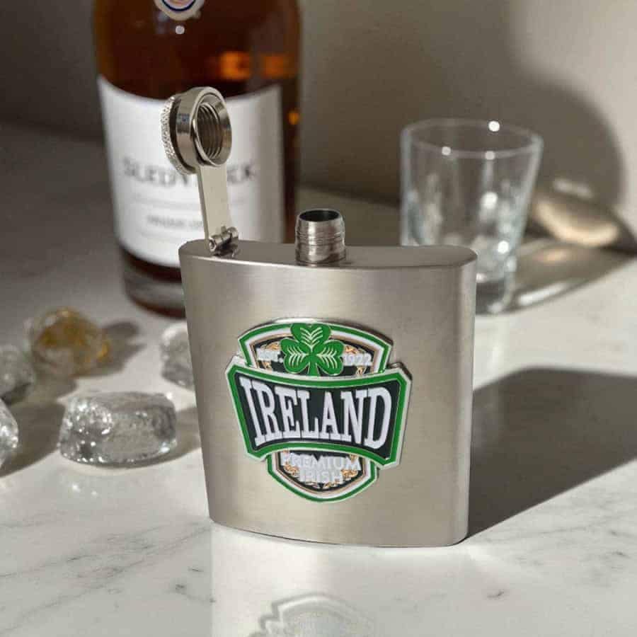 Shamrock Hip Flask – Stainless Steel Irish Design - Image 2